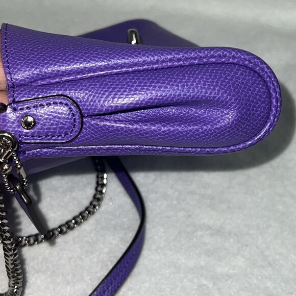 Coach Mini Ruby Cross Body Cross Grain Leather Bag -Purple Iris - $295 Excellent - Picture 10 of 11